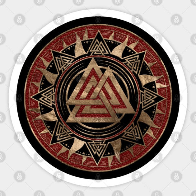 Valknut Symbol Red Leather and gold Sticker by Nartissima